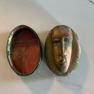 Artist Handmade Small trinket box with 3D mask